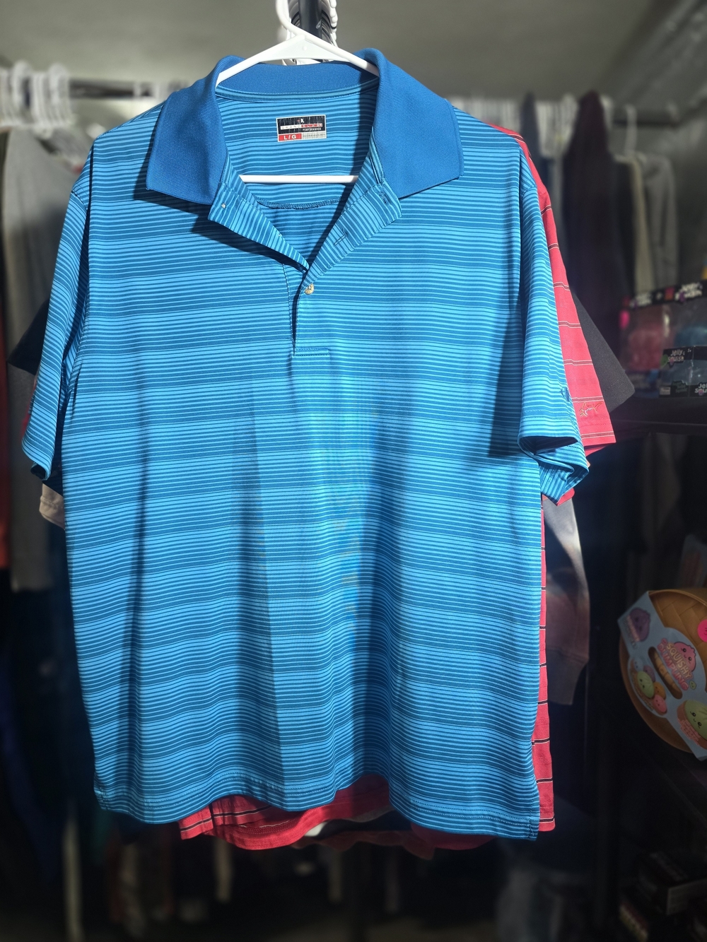 Grand Slam Teal Blue Striped Polo